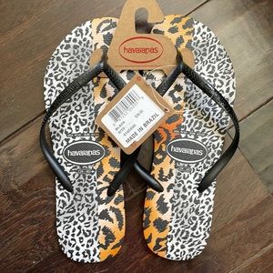 NWT Women’s Havaianas Mixed Animal Printed Slim Flip Flops USA 9/10 EUR 41/42